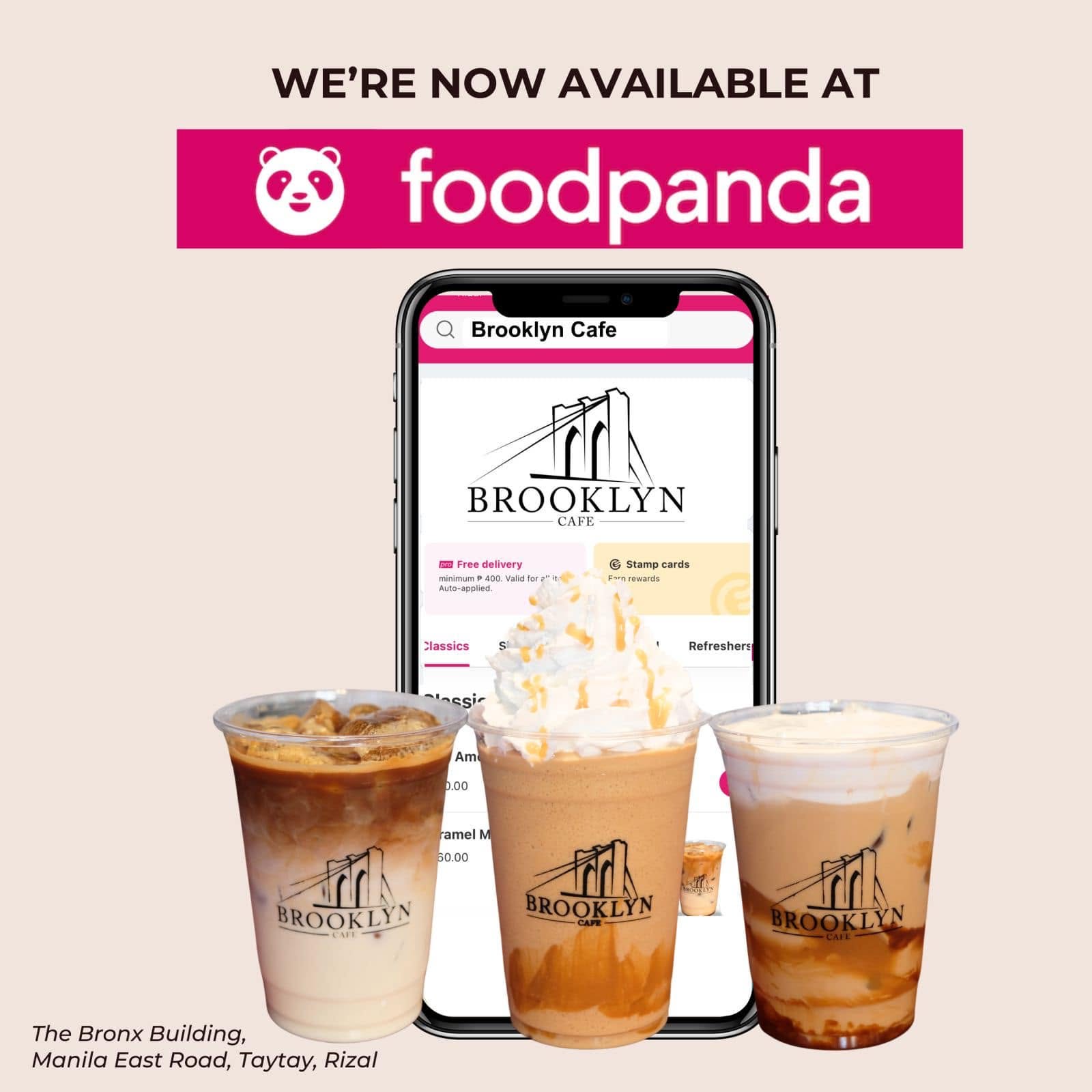 Brooklyn Cafe PH is now available on foodpanda — search “Brooklyn Cafe” in the app